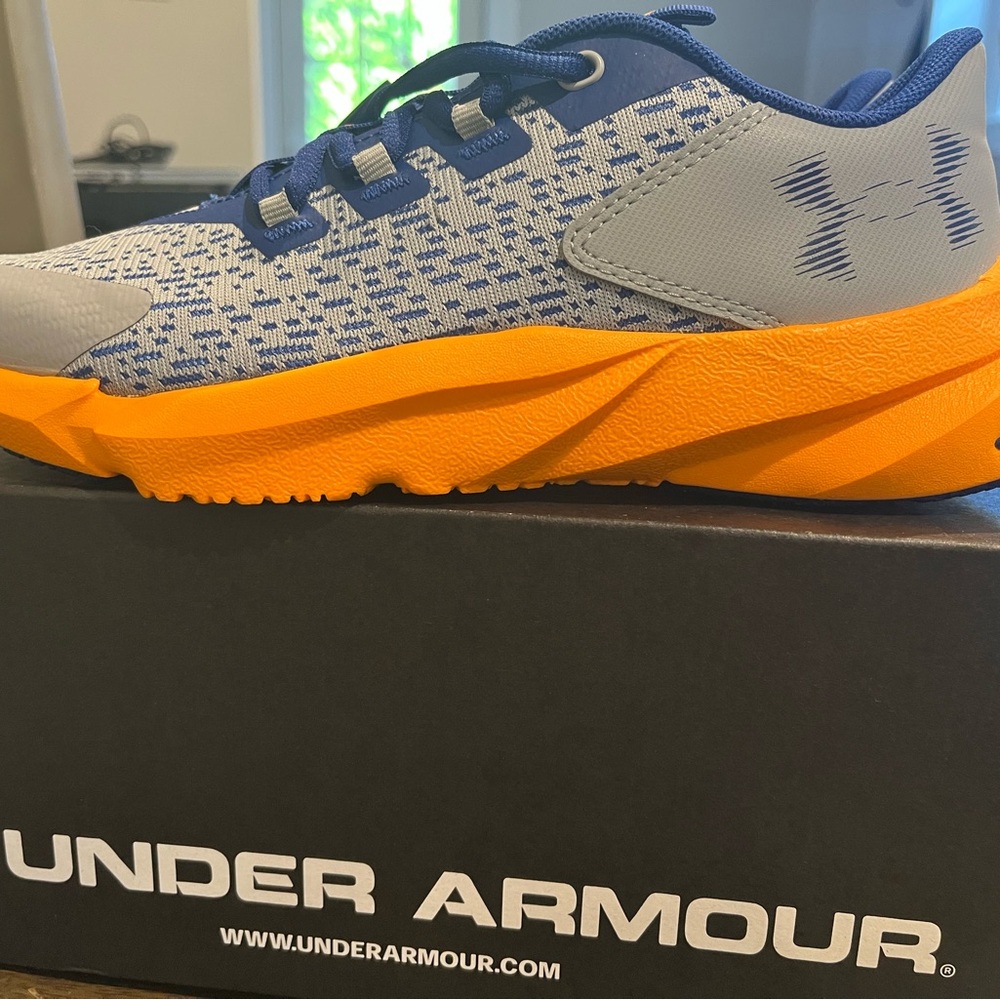 Under Armour Kids Sneakers - Blue and Gray with Orange Sole NWT New